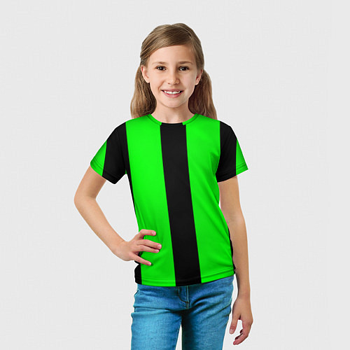 Детская футболка Color green black line / 3D-принт – фото 5