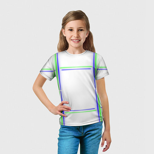 Детская футболка Neon white green light blue / 3D-принт – фото 5
