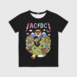 Футболка детская ACDC, мультяшный стиль, цвет: 3D-принт
