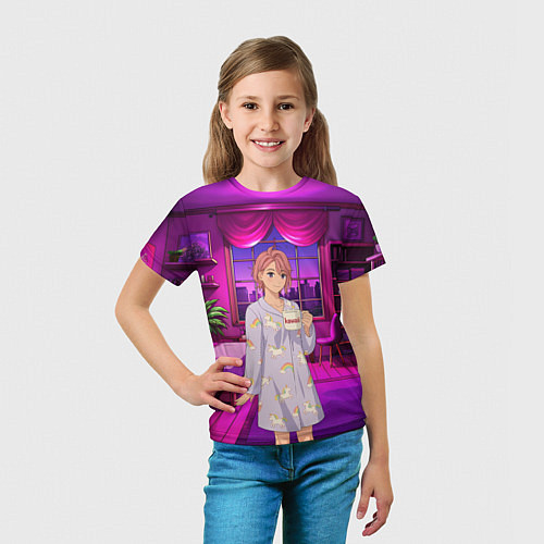 Детская футболка Дандадан Сиратори Айра с кофе / 3D-принт – фото 5