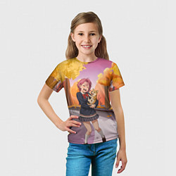 Футболка детская Сиратори Айра Дандадан с щенком, цвет: 3D-принт — фото 2