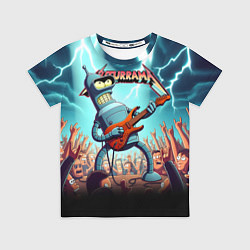 Футболка детская Бендер рок гитарист - группа Футурама, цвет: 3D-принт