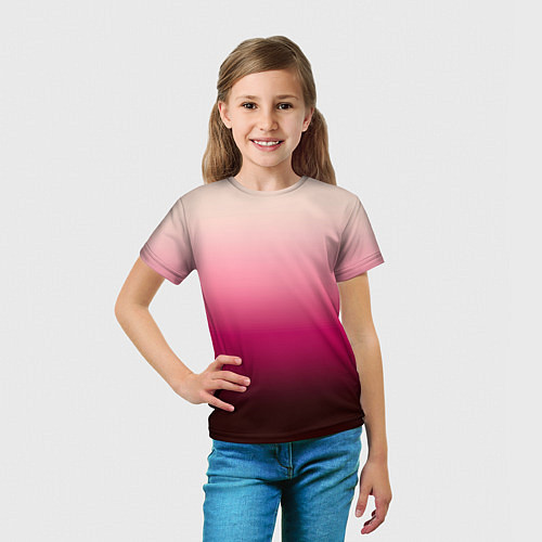 Детская футболка Градиент transcendent pink омбре / 3D-принт – фото 5