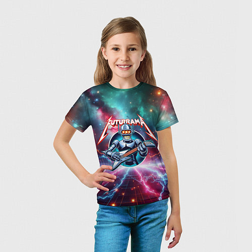 Детская футболка Гитарист Бендер рок группы Футурама / 3D-принт – фото 5