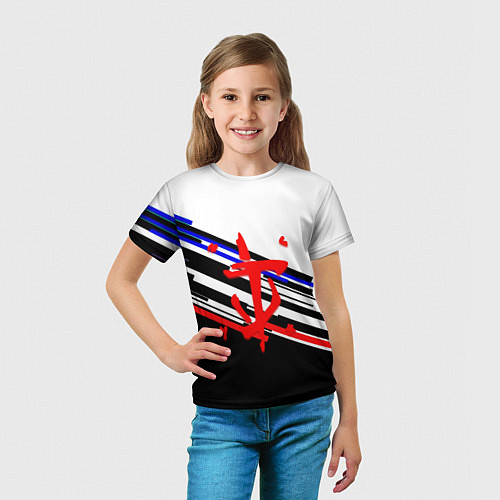 Детская футболка Doom line color / 3D-принт – фото 5