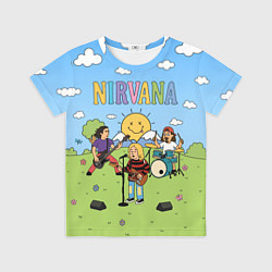 Футболка детская Nirvana мультяшный стиль на поляне, цвет: 3D-принт