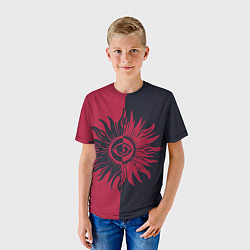 Футболка детская Солнце красно-синее, цвет: 3D-принт — фото 2