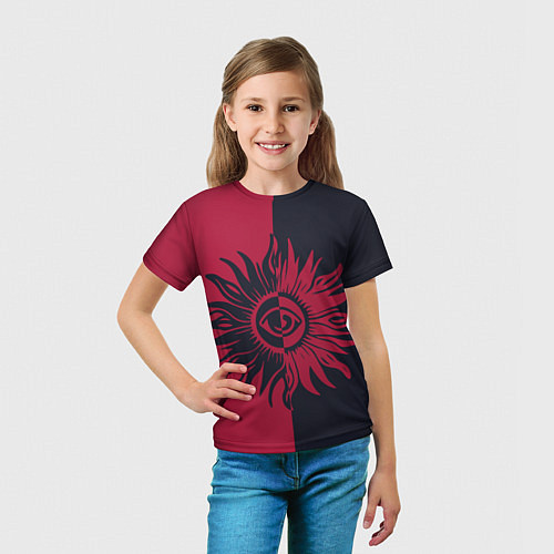 Детская футболка Солнце красно-синее / 3D-принт – фото 5
