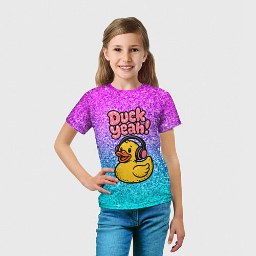Детская футболка Duck yeah - утка в наушниках / 3D-принт – фото 5
