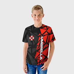 Футболка детская Umbrella corp - красные фрагменты, цвет: 3D-принт — фото 2