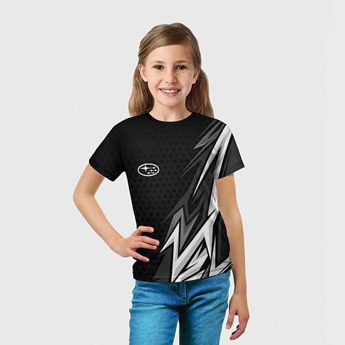Детская футболка Subaru - монохромный черный / 3D-принт – фото 5