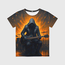 Детская футболка Гитарист играющий в пламени