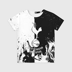 Футболка детская Тоттенхэм черно белый огонь, цвет: 3D-принт