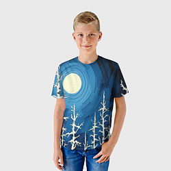 Футболка детская Полнолуние и берёзы акрилом, цвет: 3D-принт — фото 2