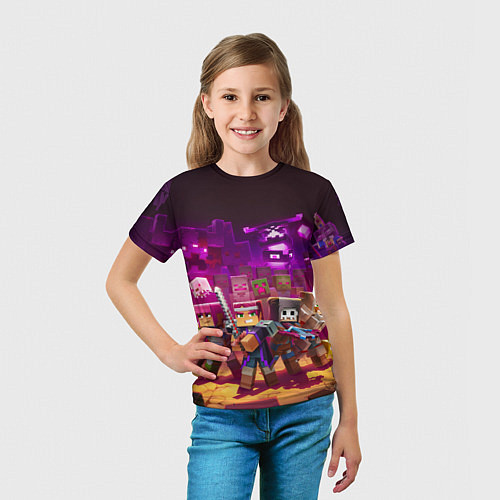 Детская футболка Майнкрафт - герои в окружении / 3D-принт – фото 5