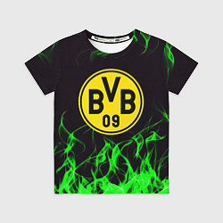 Футболка детская Borussia зелёный огонь, цвет: 3D-принт