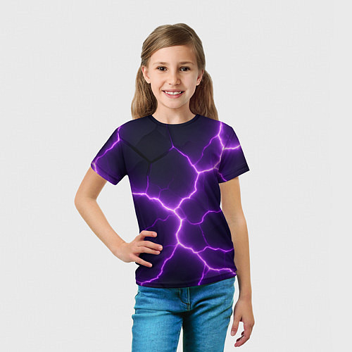 Детская футболка Фиолетовые молнии / 3D-принт – фото 5