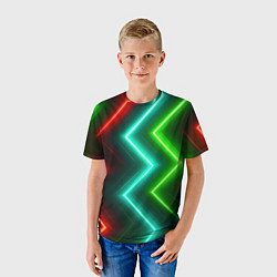 Футболка детская Неоновые зигзаги, цвет: 3D-принт — фото 2