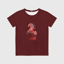 Футболка детская Красная огненная лошадь символ 2026 года, цвет: 3D-принт