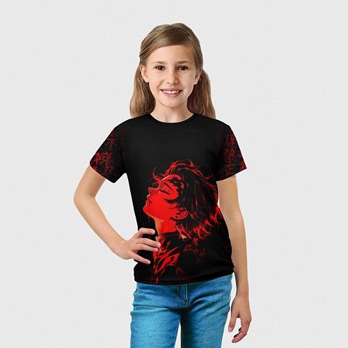 Детская футболка Клинок, рассекающий демонов Танджиро и иероглифы / 3D-принт – фото 5