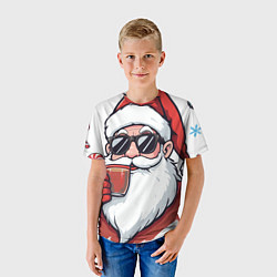 Футболка детская Санта Клаус в стильных солнцезащитных очках, цвет: 3D-принт — фото 2
