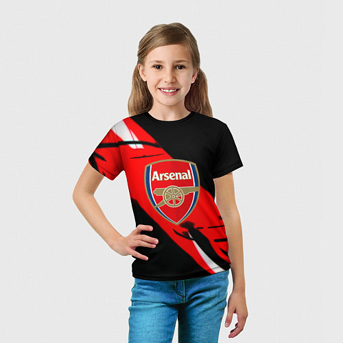 Детская футболка Арсенал геометрия полосы краски / 3D-принт – фото 5