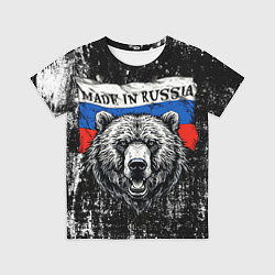 Футболка детская Медведь на фоне Росийсского флага, цвет: 3D-принт