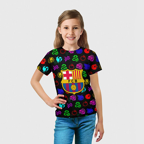 Детская футболка Barcelona neon games logo / 3D-принт – фото 5