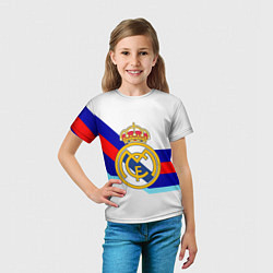 Футболка детская Real Madrid текстура полосы, цвет: 3D-принт — фото 2