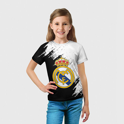 Детская футболка Real Madrid текстура штрихи / 3D-принт – фото 5