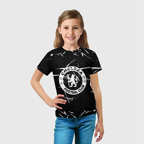 Детская футболка Челси штрихи красок белые / 3D-принт – фото 5
