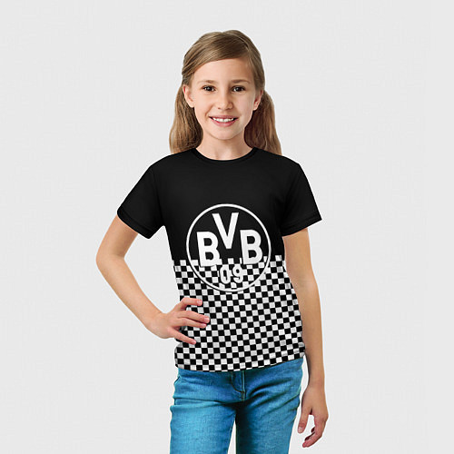 Детская футболка Borussia шахматная клетка / 3D-принт – фото 5