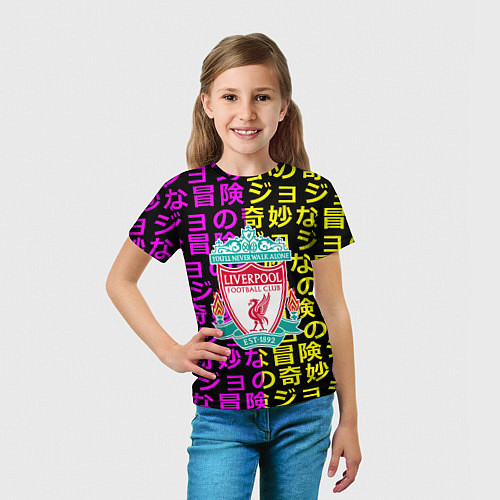 Детская футболка Ливерпуль японские символы паттерн / 3D-принт – фото 5