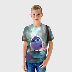 Футболка детская Круглый удивленный птенец, цвет: 3D-принт — фото 2