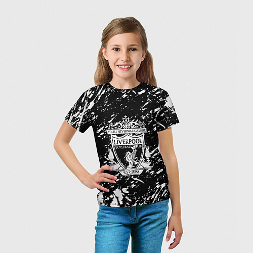 Детская футболка Ливерпуль белые штриха красок / 3D-принт – фото 5