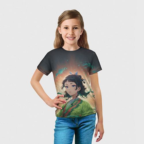 Детская футболка Маомао на фоне облаков / 3D-принт – фото 5