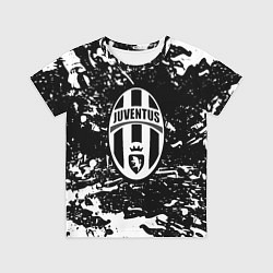 Футболка детская Ювентус белые штрихи красок, цвет: 3D-принт
