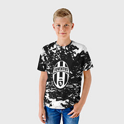 Футболка детская Ювентус белые штрихи красок, цвет: 3D-принт — фото 2