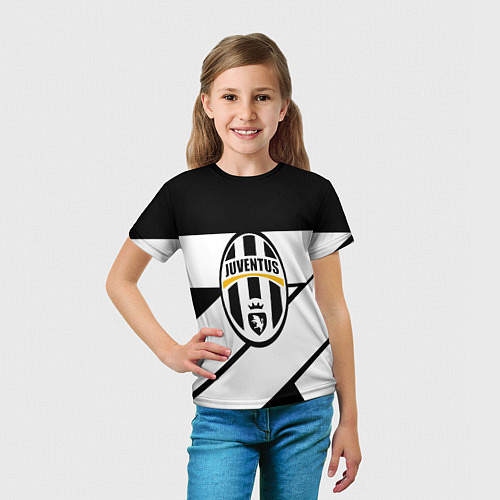 Детская футболка Ювентус полосы геометрия линии / 3D-принт – фото 5