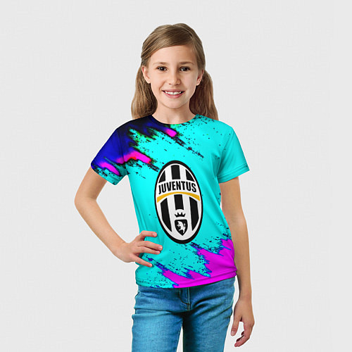 Детская футболка Juventus неоновые краски / 3D-принт – фото 5