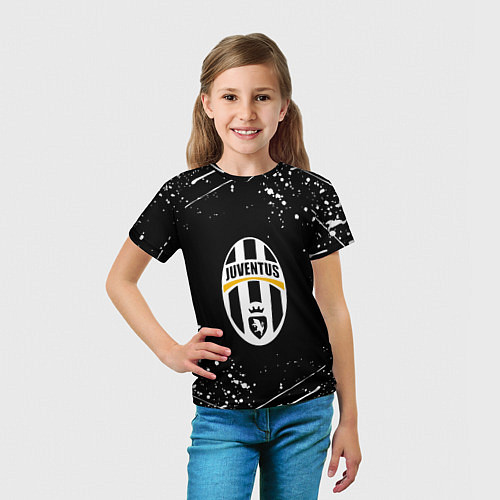 Детская футболка Juventus белые краски всплеск / 3D-принт – фото 5