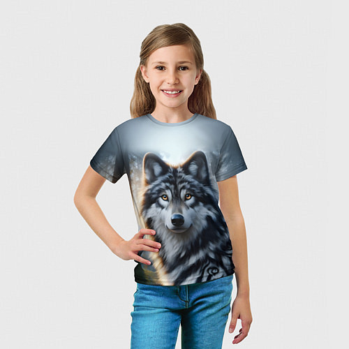 Детская футболка Морда волка - Россия / 3D-принт – фото 5