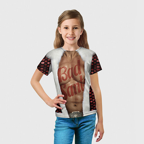 Детская футболка Костюм деда мороза с накаченным прессом / 3D-принт – фото 5