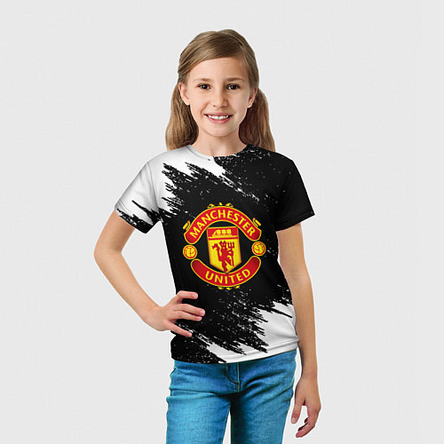 Детская футболка Манчестер Юнайтед белые краски / 3D-принт – фото 5