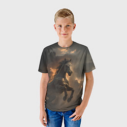 Футболка детская Лошадь в прыжке на фоне неба, цвет: 3D-принт — фото 2
