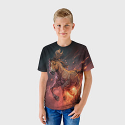 Футболка детская Огненная лошадь, цвет: 3D-принт — фото 2