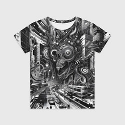 Футболка детская Cyber urban skull - ai art fantasy, цвет: 3D-принт