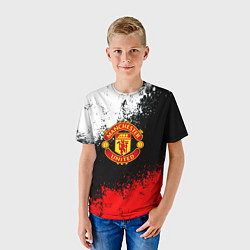 Футболка детская Манчестер Юнайтед краски всплеск, цвет: 3D-принт — фото 2