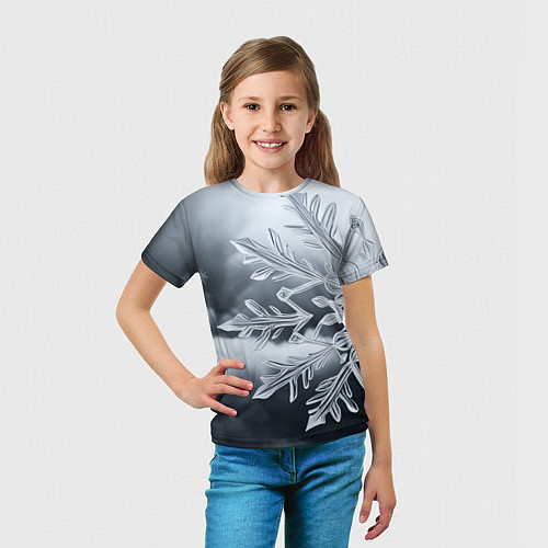 Детская футболка Снежинка на черно белое / 3D-принт – фото 5