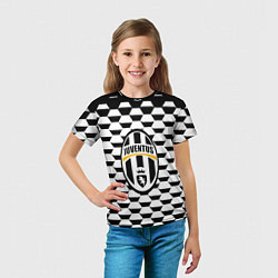 Футболка детская Juventus геометрия черно белая, цвет: 3D-принт — фото 2